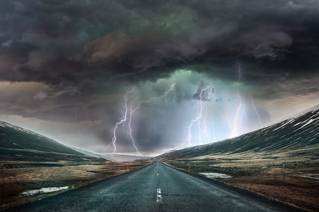 Highway, Storm, Nature image.