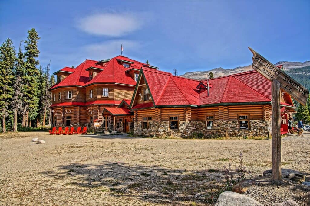 Eco-lodge surrounded by trees.