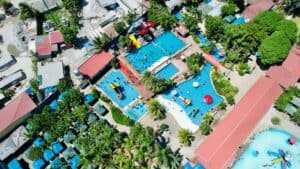 Resort pool crowded deck
