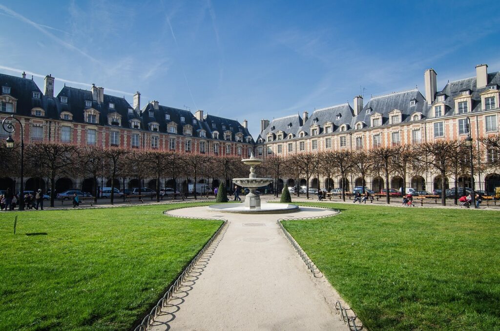 Place des Vosges Paris morning light historic architecture
