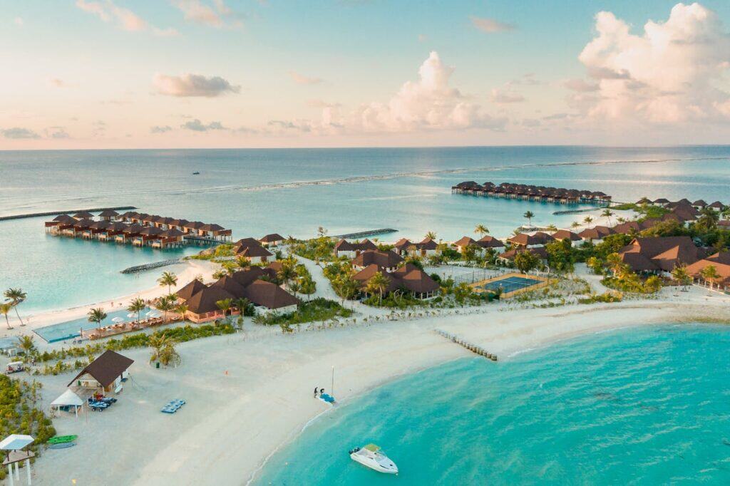 luxury overwater bungalows Maldives turquoise lagoon
