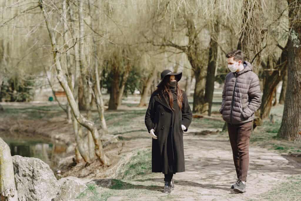 espectful social distance during conversation