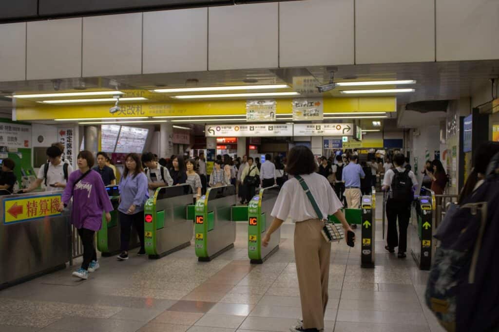 busy Japanese train station 