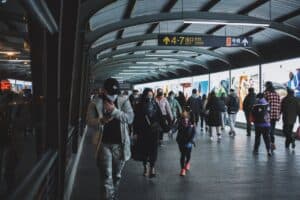 China high-speed rail station crowd