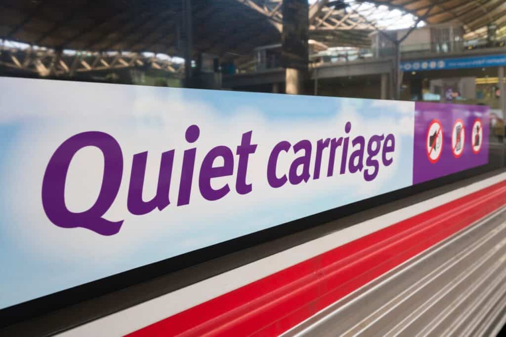 quiet zone sign on train