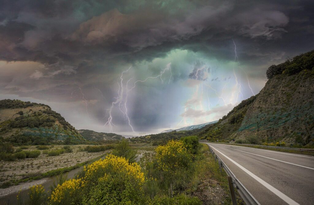 Storm clouds over Alaska mountains