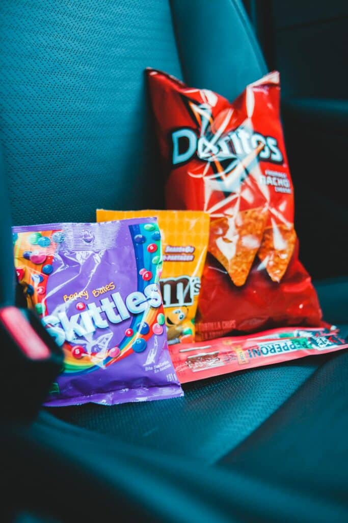 snacks on car seat