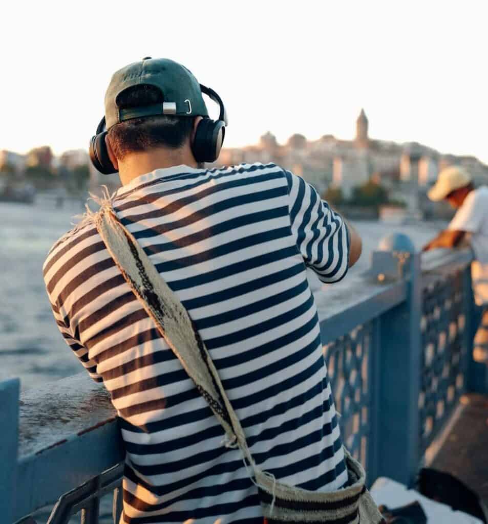 tourist listening to music quietly