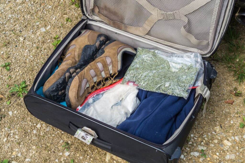traveler suitcase with camo clothing