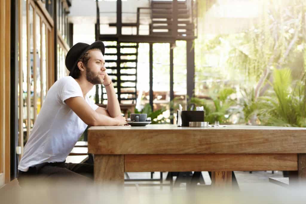 Traveler Relaxing in a Quiet Setting