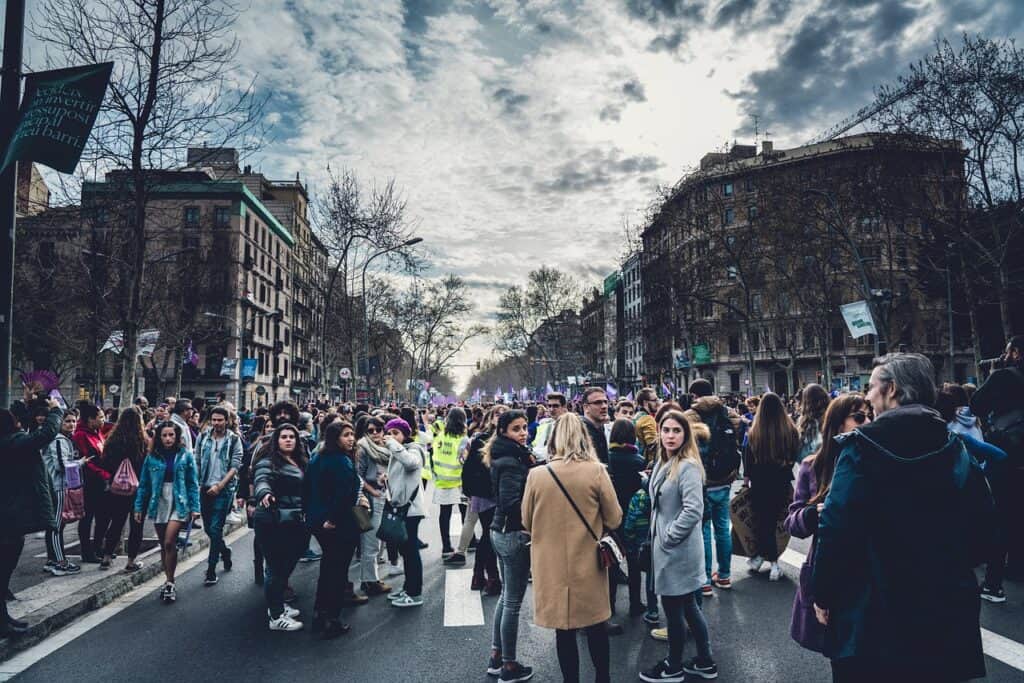 Barcelona anti-tourism protests 2025 water guns banners