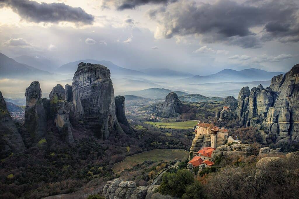 Kastraki Greece village Meteora rock pillars