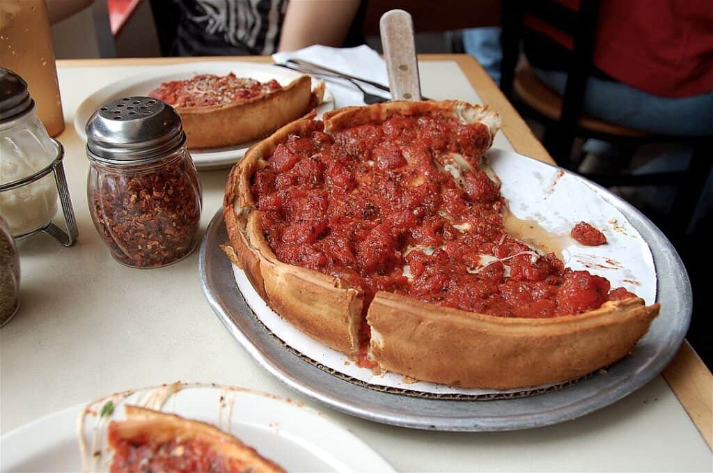 Chicago tavern style pizza thin crust cut into squares