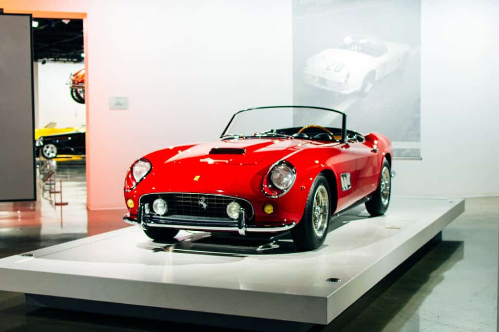 July 2019 Red 1961 Ferrari 250 GT California Spyder SWB displayed at the Petersen Automotive Museum