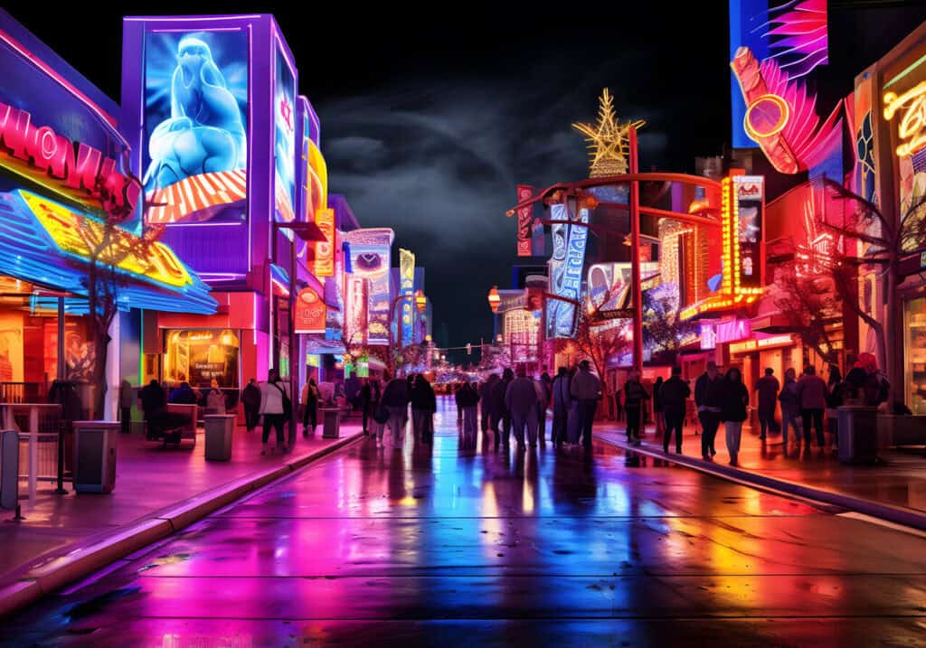 Tourists walk along the Strip in Las Vegas.