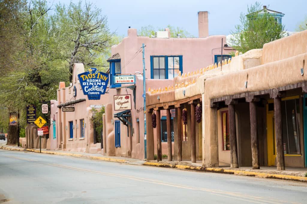 Main Street in Taos, which is the last stop before entering Taos Pueblo, New Mexico
