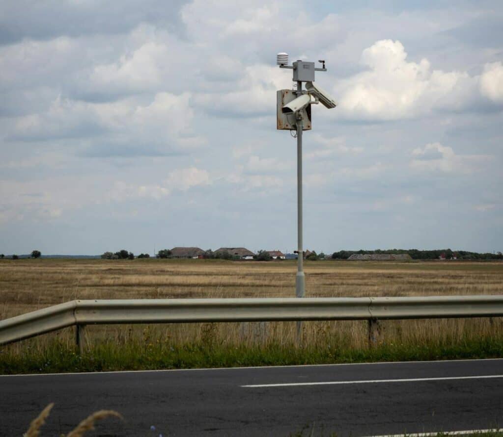 Speed camera along a rural road