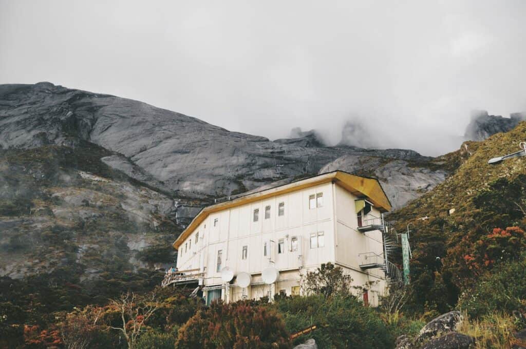 mountain lodge in the Rockies under the stars