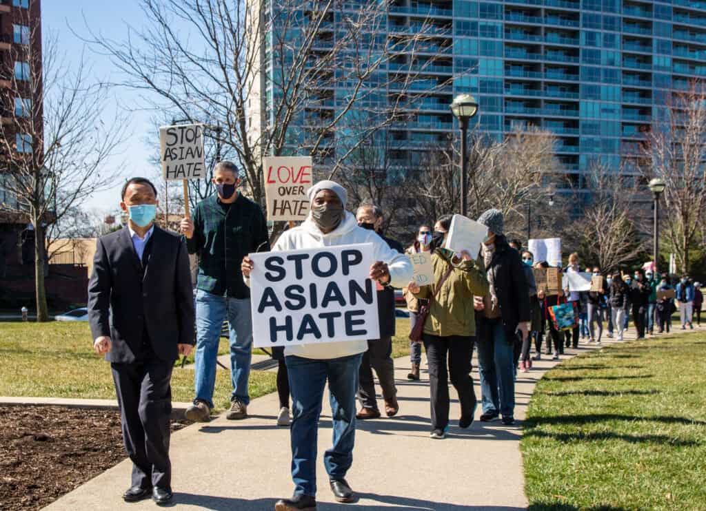 stop asian hate protest sign