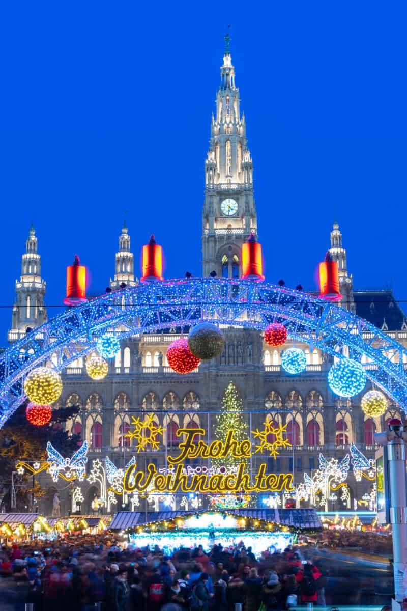 Viennese Christmas Dream market with famous city hall, Vienna, Austria