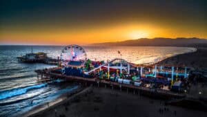 santa monica pier sunset ferris wheel”