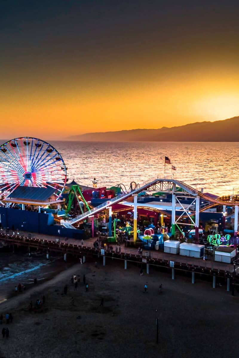 santa monica pier sunset ferris wheel”