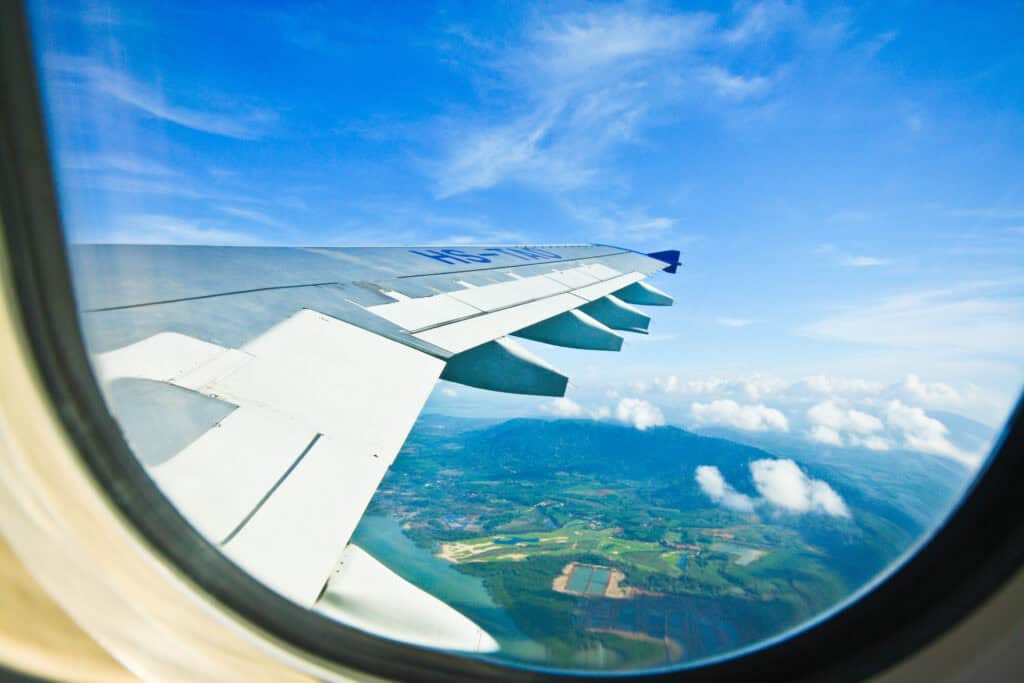 airplane wing view seat