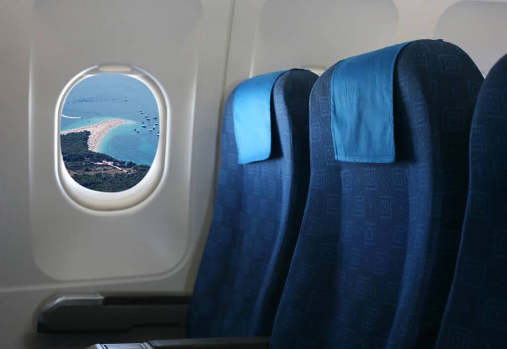 airplane aisle seat view