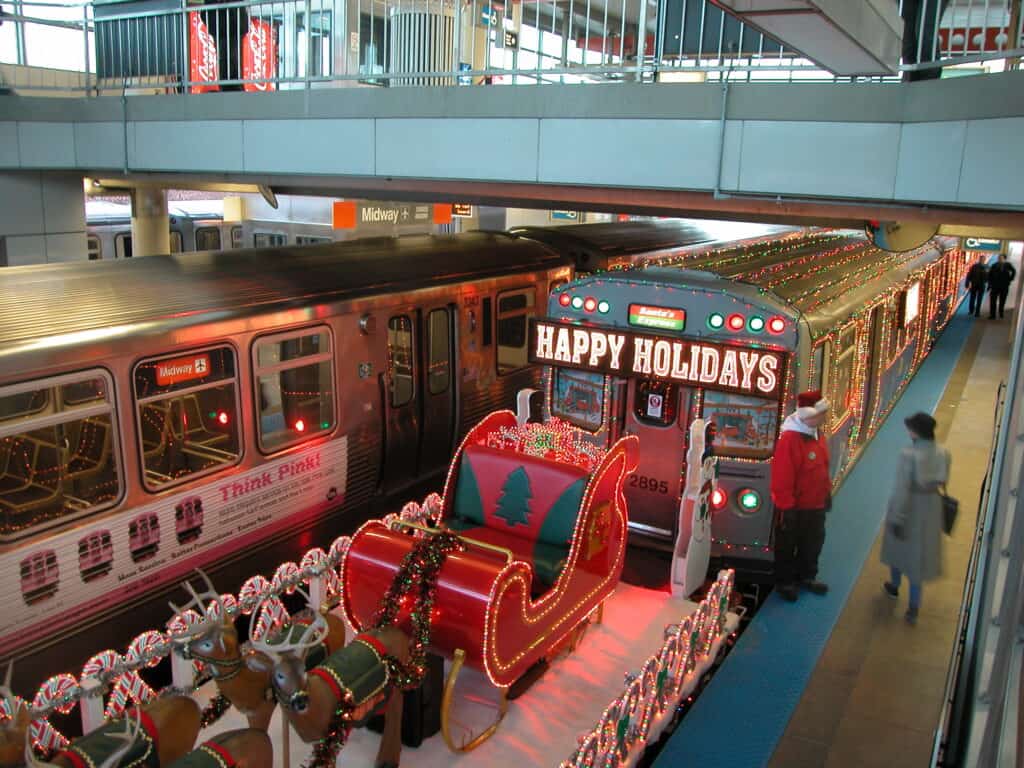 “christmas train ride depot exterior