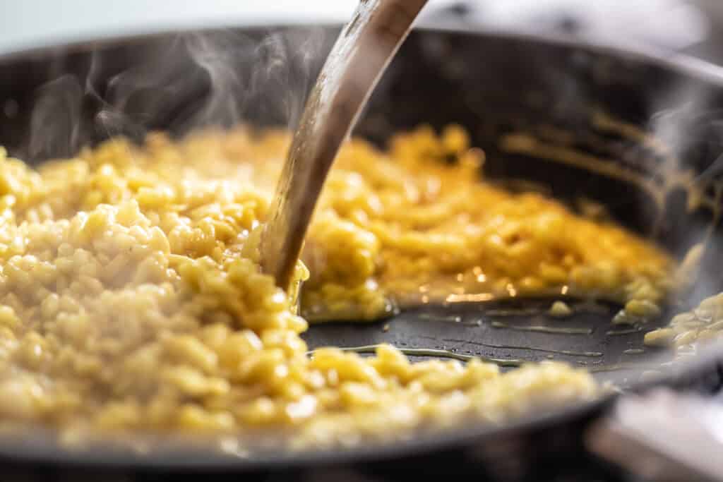 Lukewarm Scrambled Eggs In Deep Pans