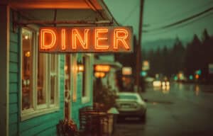 1960s roadside restaurant neon sign