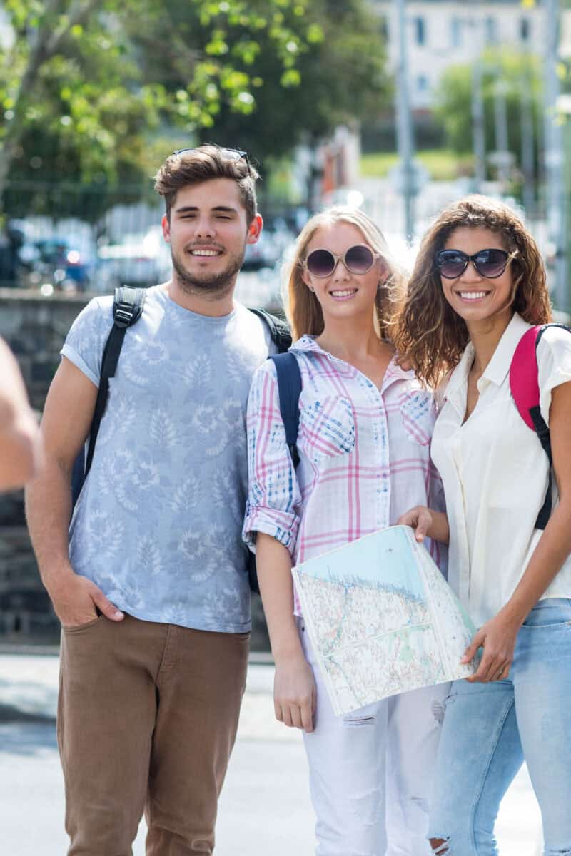 our group crowded bus influencer filming frustrated tourists