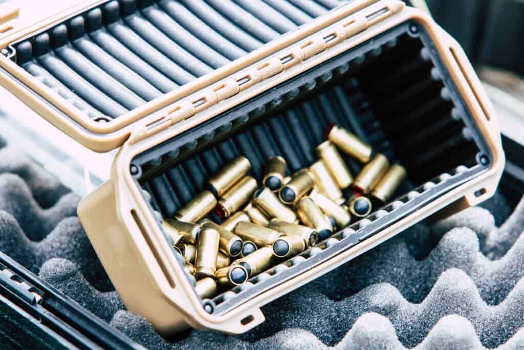 box of bullets close up