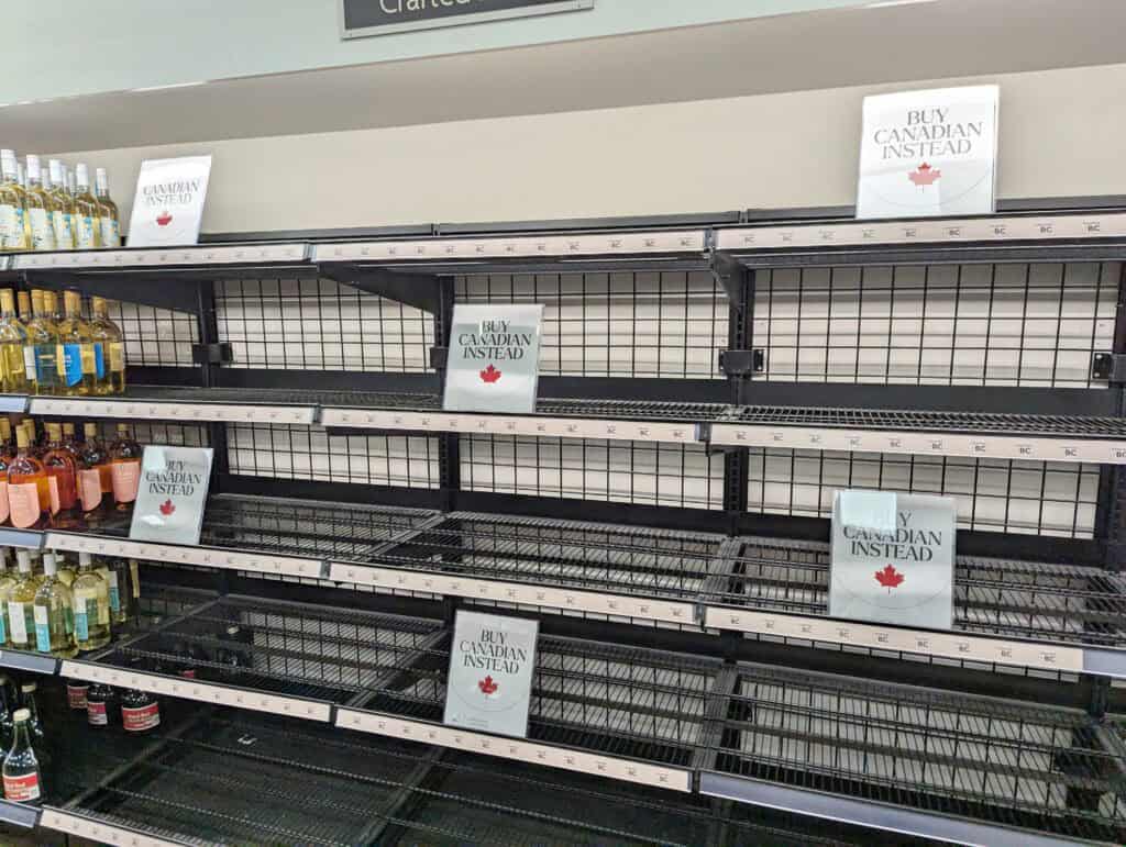 Boycott U.S.” sign Canada