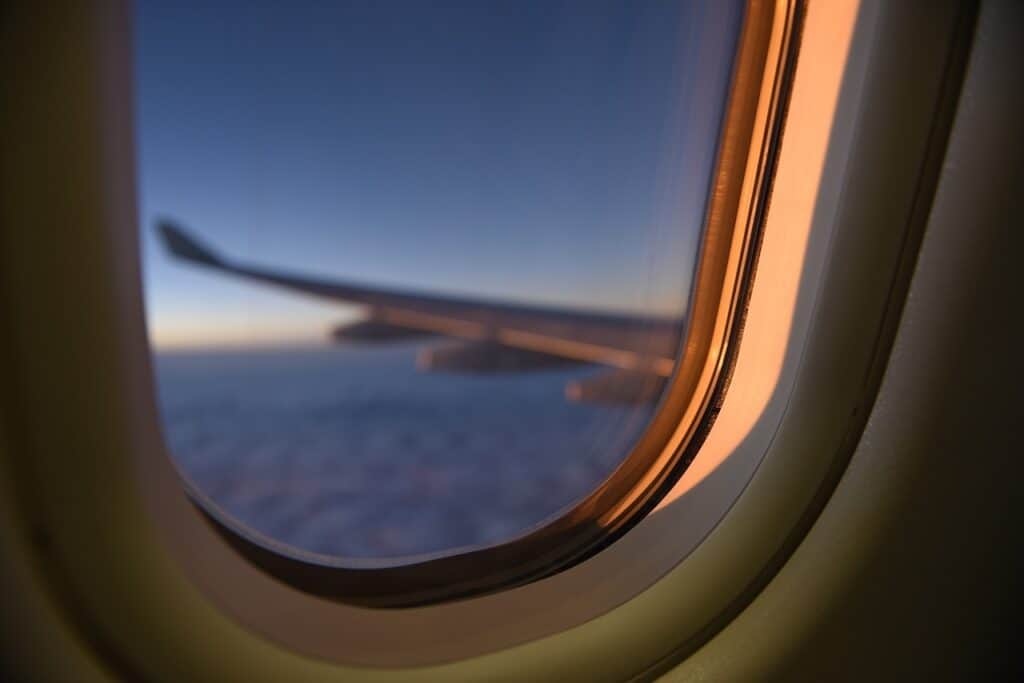 morning flight sunrise wing view