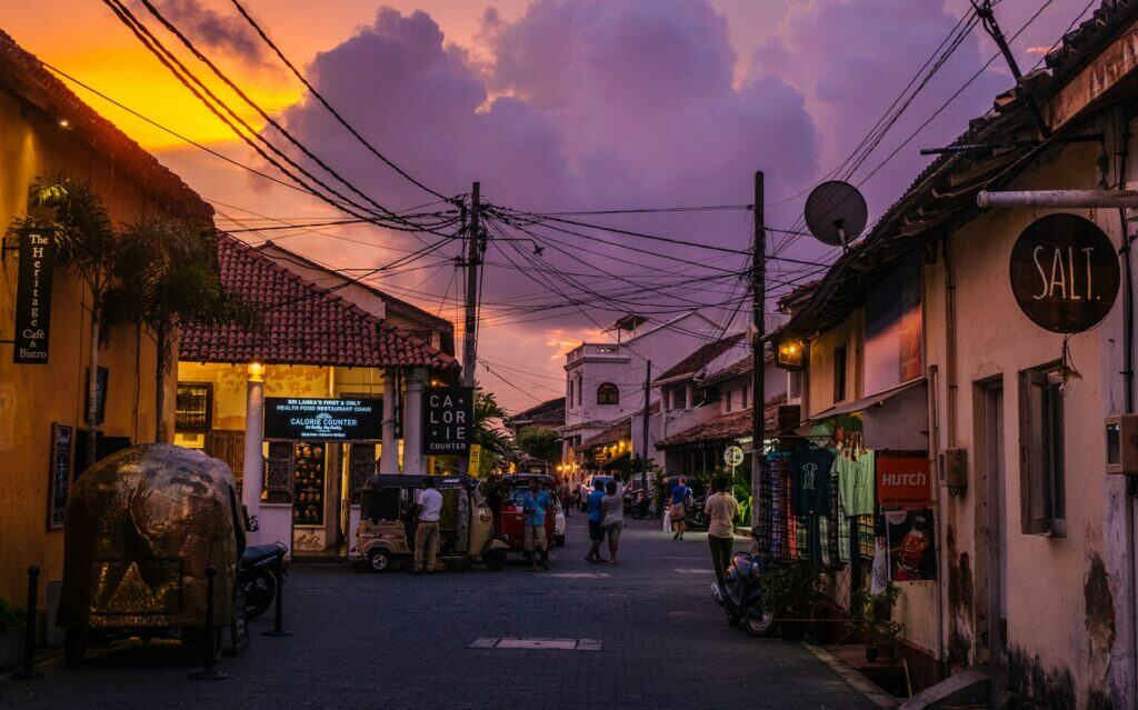 empty tourist market sunset
