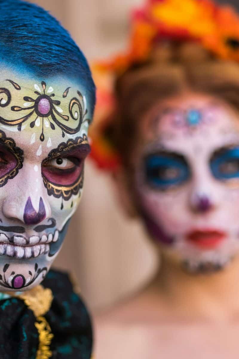 Day of the Dead skull makeup family celebration
