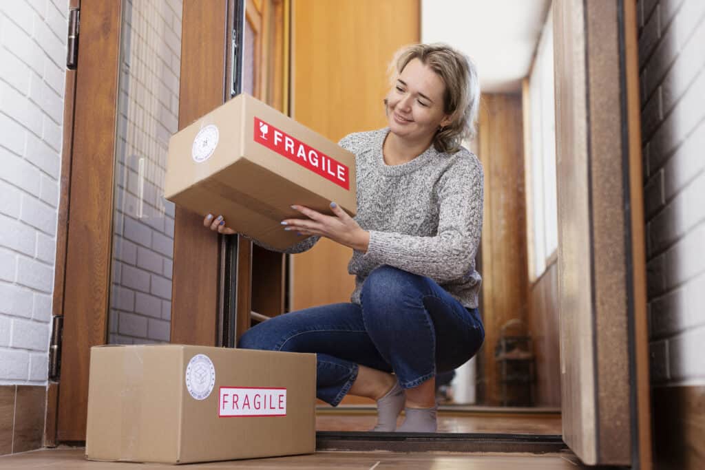 careful unboxing of fragile item at home