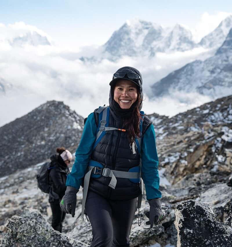 Andes trekking trail senior hiker”