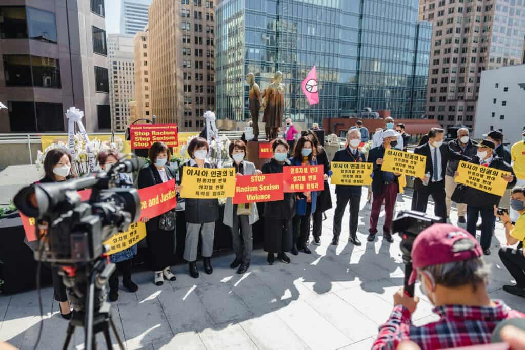 stop asian hate protest sign