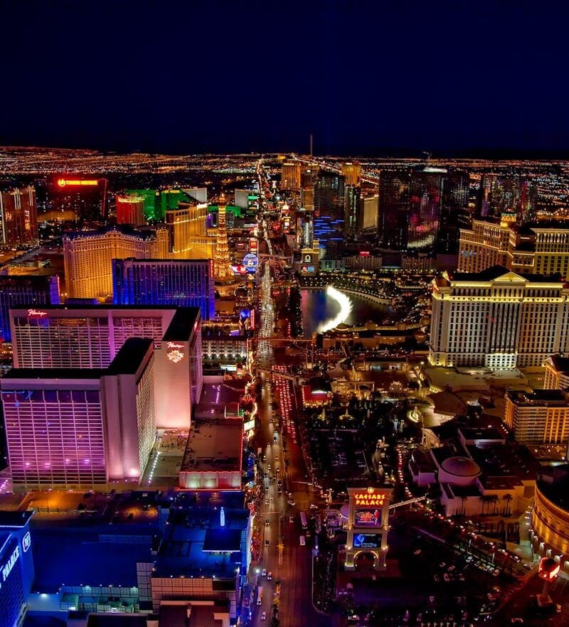 Las Vegas Strip aerial night traffic