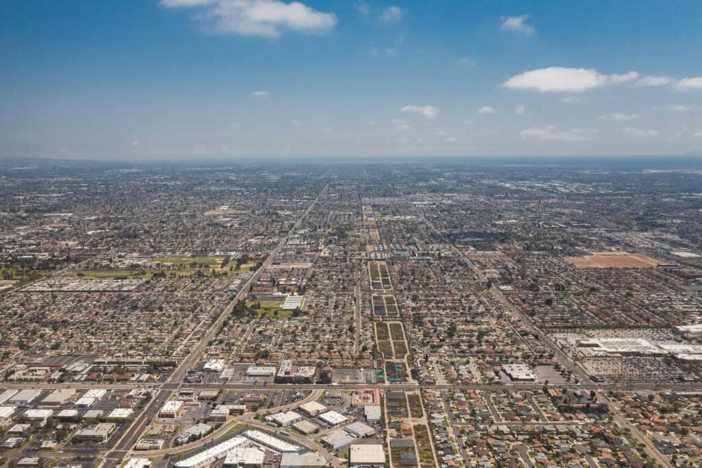 Phoenix desert suburban sprawl aerial urban heat island desert city growth