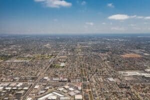 Phoenix desert suburban sprawl aerial urban heat island desert city growth