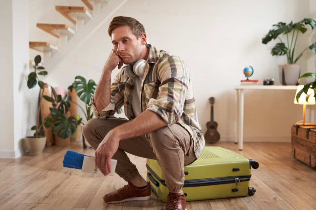 tired traveler hotel room