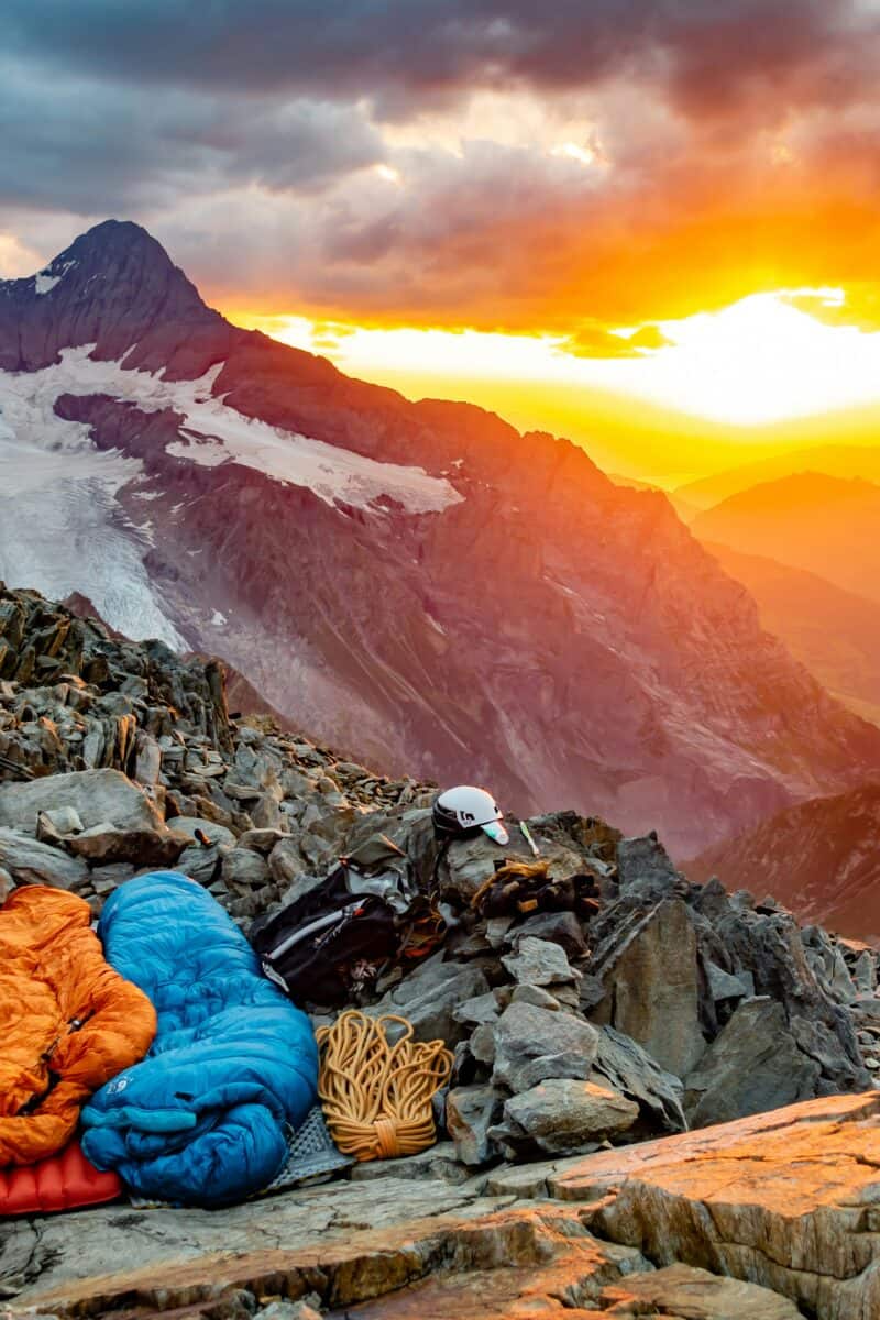 adventure travelers mountain trail sunrise