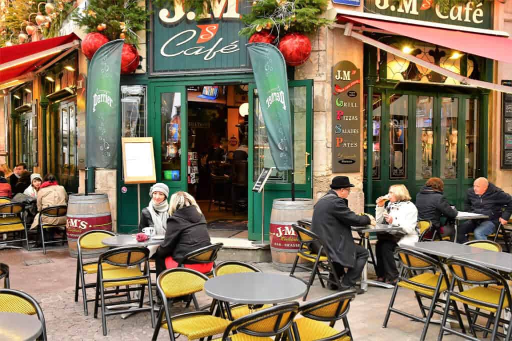 Paris sidewalk cafe terrace morning