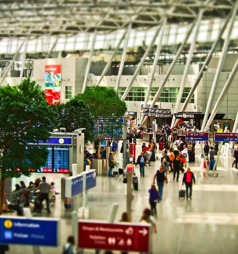 busy mid sized us airport terminal