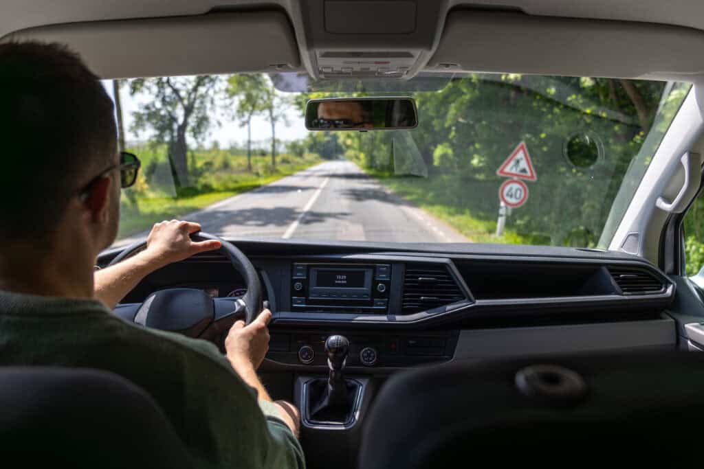 car dashboard view canadian highway signs
