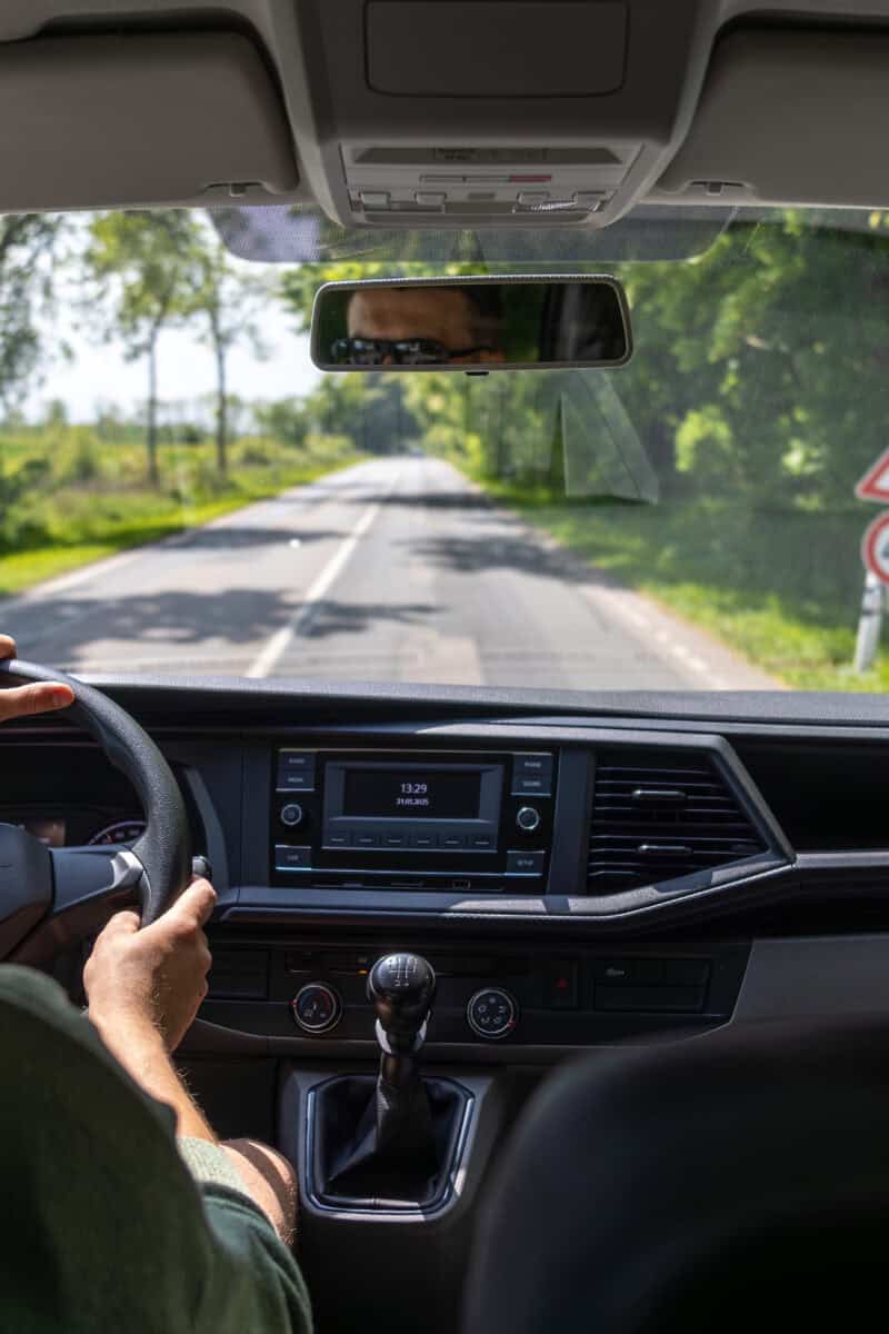 car dashboard view canadian highway signs