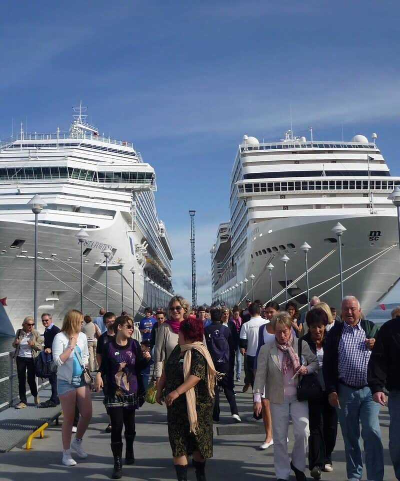 cruise ship near closed port pier”